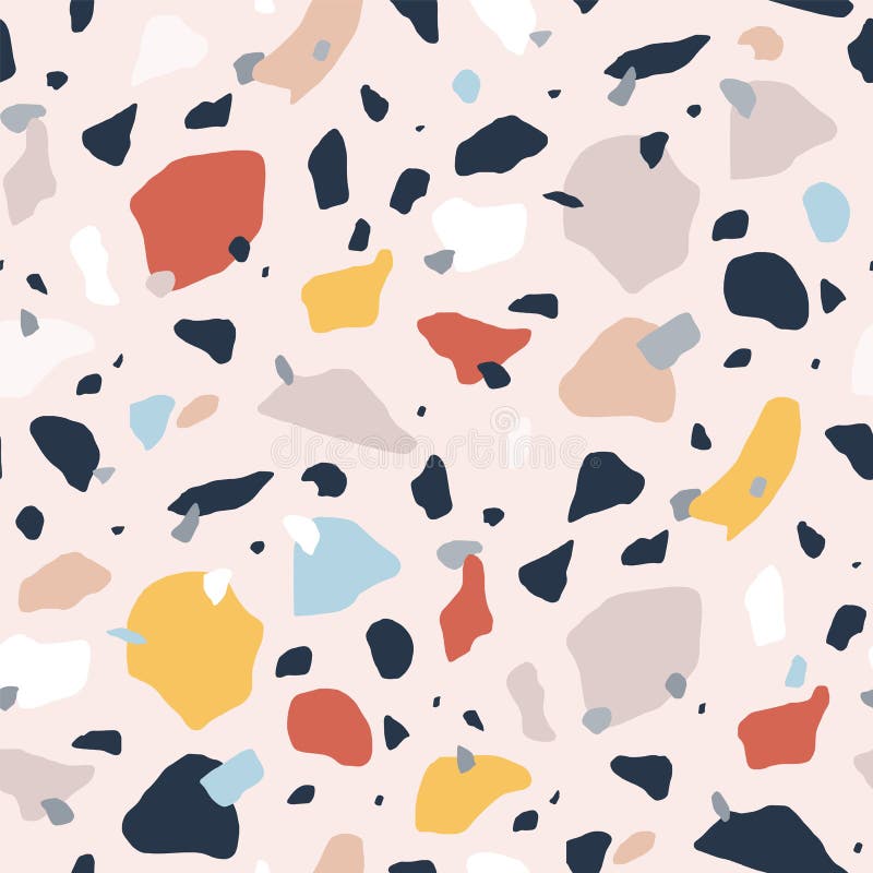 Modern Terrazzo Texture. Seamless Pattern with Colored Stone Fractions ...