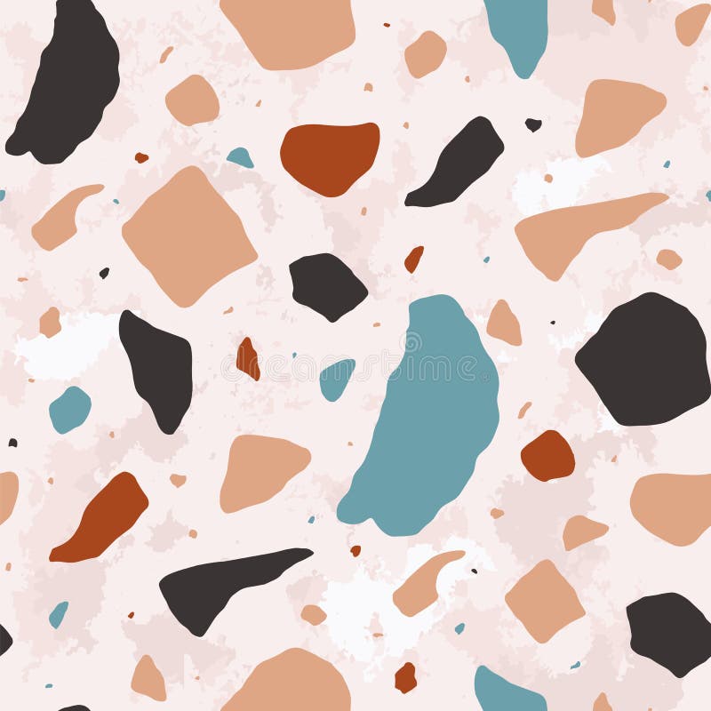 Modern Terrazzo Texture. Seamless Pattern with Colored Stone Fractions ...