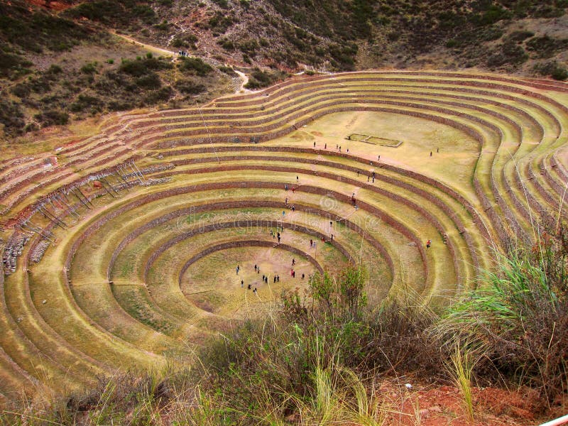 Terraços do Moray, Peru do Inca imagem de stock Terraços do Moray, Peru do Inca imagem de stock