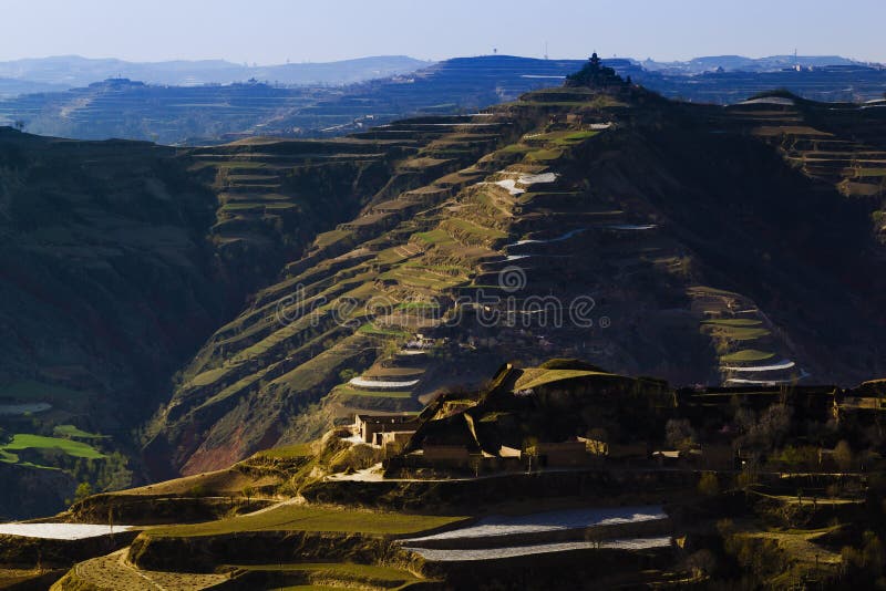 Terres cultivables de source sur la montagne photos libres de droits