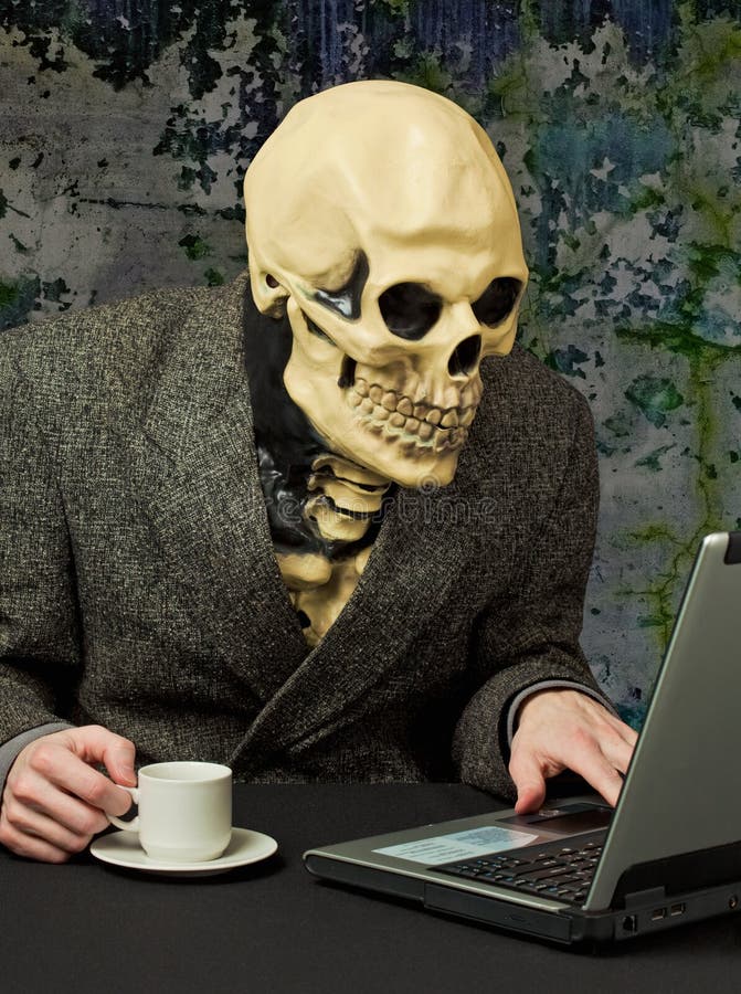 Terrible person - skeleton uses Internet. 