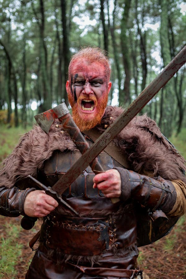 Terrifying Viking Prepared for the Fight Stock Image - Image of ...