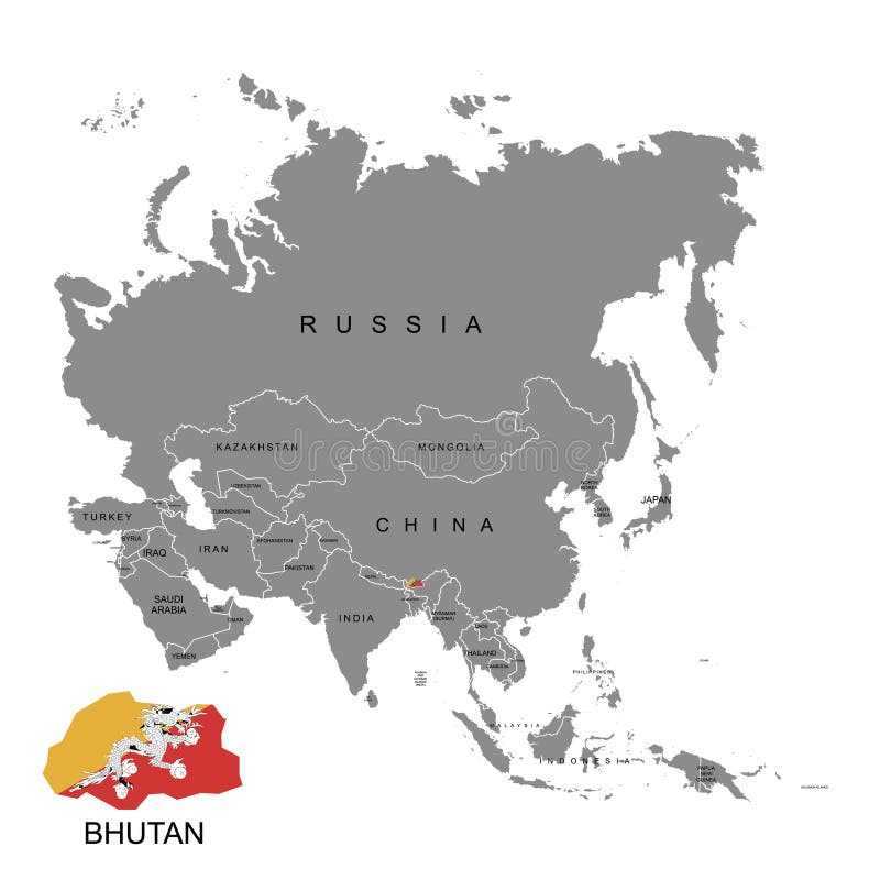 Territorio de Bhután en el continente de Asia Indicador de Bhután Ilustración del vector libre illustration Territorio de Bhután en el continente de Asia Indicador de Bhután Ilustración del vector libre illustration