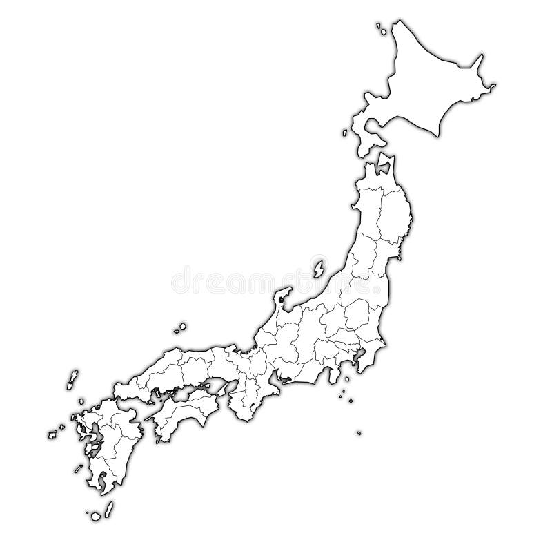 Prefectures of Japan on Administration Map Stock Illustration