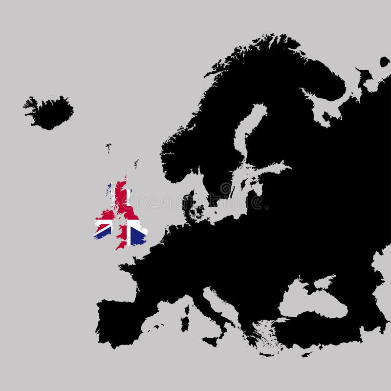 Territory of United Kingdon on Europe map on a grey background