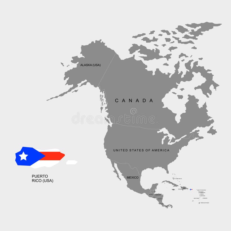 Território de Porto Rico no continente de America do Norte Bandeira de Puerto Rico Ilustração do vetor ilustração do vetor Território de Porto Rico no continente de America do Norte Bandeira de Puerto Rico Ilustração do vetor ilustração do vetor