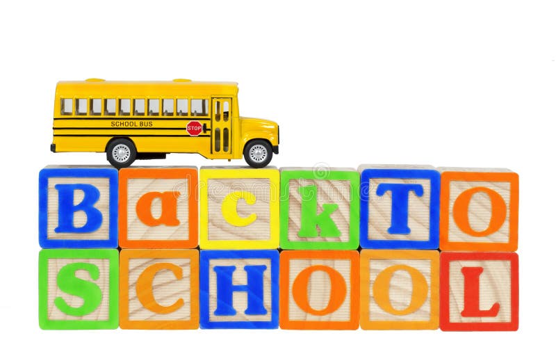 Terug naar de Blokken van de Schoolbus royalty-vrije stock afbeeldingen Terug naar de Blokken van de Schoolbus royalty-vrije stock afbeeldingen