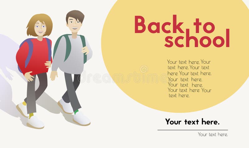 Terug naar het malplaatje van de schoolbanner met de karakters van het schoolkinderenbeeldverhaal stock illustratie Terug naar het malplaatje van de schoolbanner met de karakters van het schoolkinderenbeeldverhaal stock illustratie