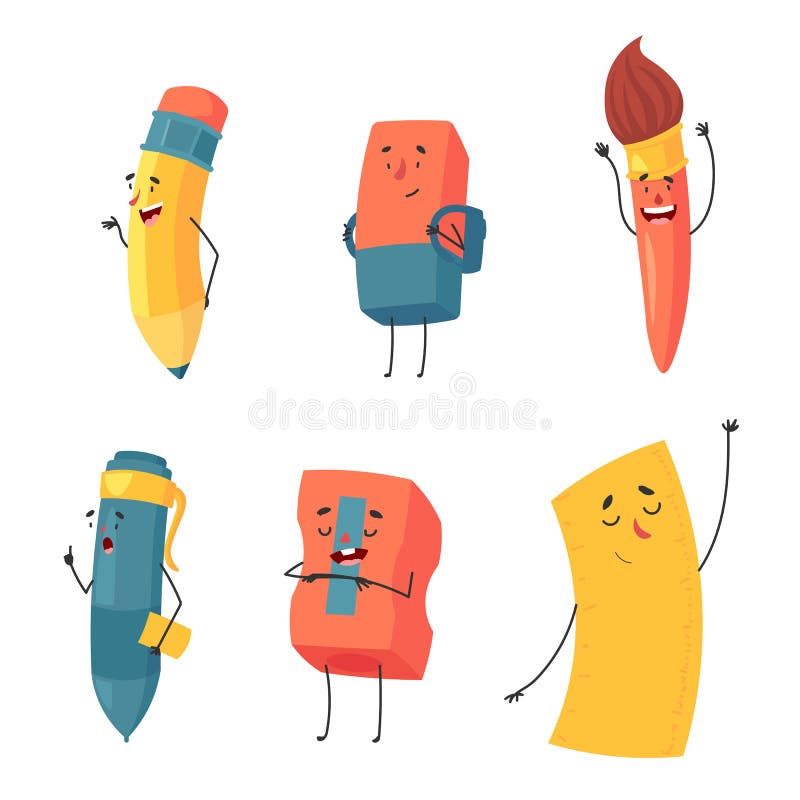 Terug naar ontwerp van de school het vectorbanner met kleurrijke grappige schoolkarakters a, onderwijspunten Vector illustratie royalty-vrije illustratie Terug naar ontwerp van de school het vectorbanner met kleurrijke grappige schoolkarakters a, onderwijspunten Vector illustratie royalty-vrije illustratie