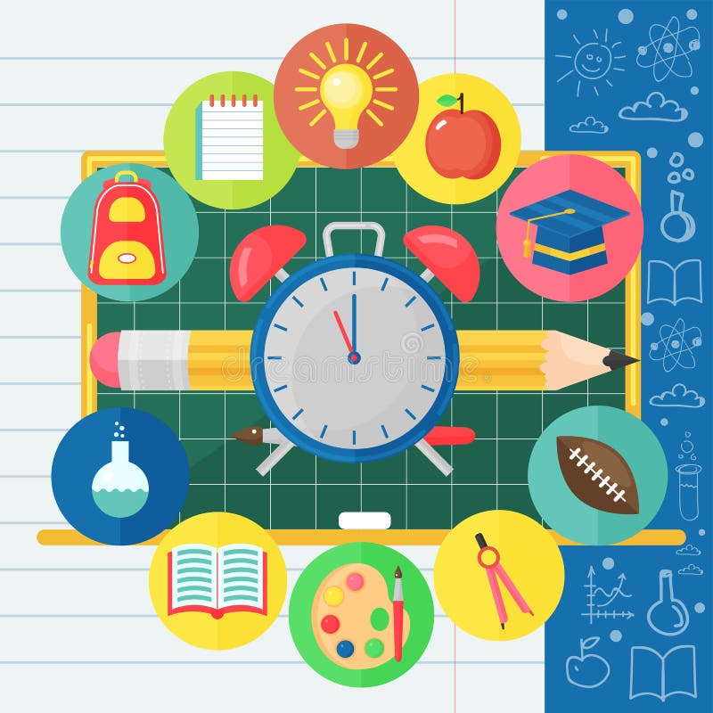 Terug naar Schoolbanner met vlak die pictogram op Bord wordt geplaatst Vector vlakke illustratie Het concept van het schoolonderw vector illustratie Terug naar Schoolbanner met vlak die pictogram op Bord wordt geplaatst Vector vlakke illustratie Het concept van het schoolonderw vector illustratie