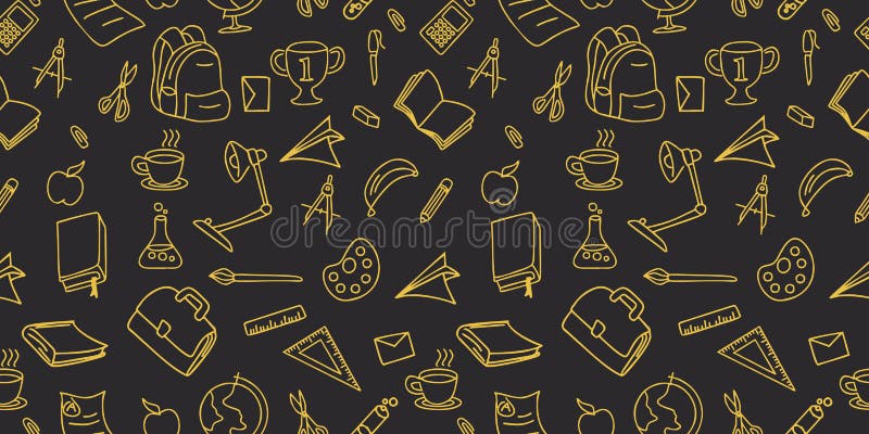 Terug naar van de het achtergrond patroontekening van de schoolkrabbel naadloze lineart ontwerp vectorillustratie royalty-vrije illustratie Terug naar van de het achtergrond patroontekening van de schoolkrabbel naadloze lineart ontwerp vectorillustratie royalty-vrije illustratie