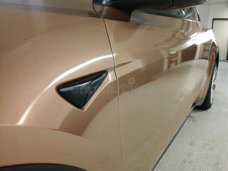 Tesla Modely Wrap Bronze Car Editorial Photography Image of wrap