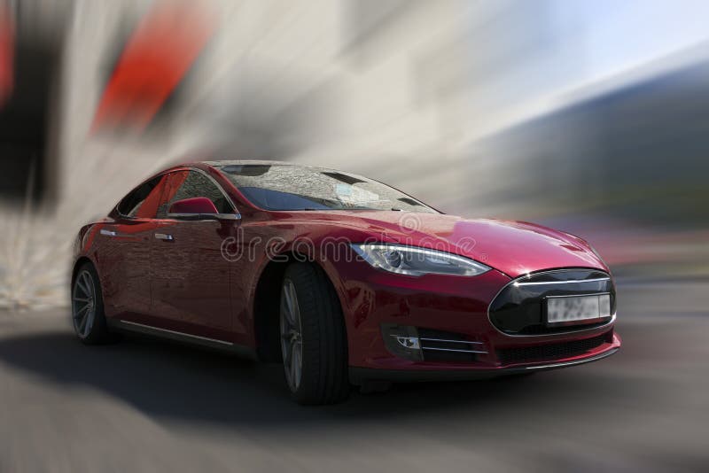 Tesla red car.