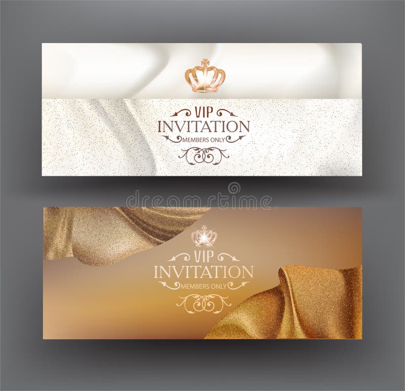 Tessere di invito eleganti con tessuto beige scintillante illustrazione vettoriale