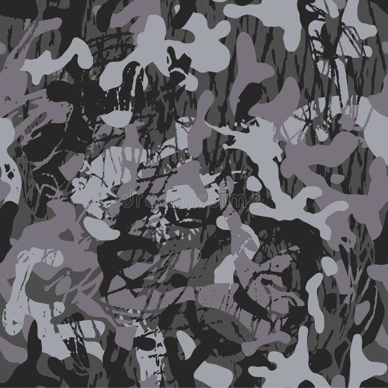 Tessitura senza saldatura per camuffare Design moderno Schema militare Grunge Camo Bianco e nero di inchiostro royalty illustrazione gratis Tessitura senza saldatura per camuffare Design moderno Schema militare Grunge Camo Bianco e nero di inchiostro royalty illustrazione gratis