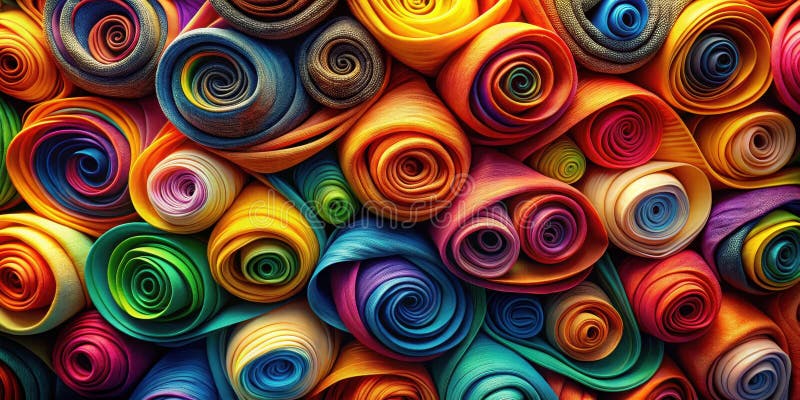 Tessuti di tessuto laminati vibranti in una matrice colorata. Generative AI illustrazione di stock