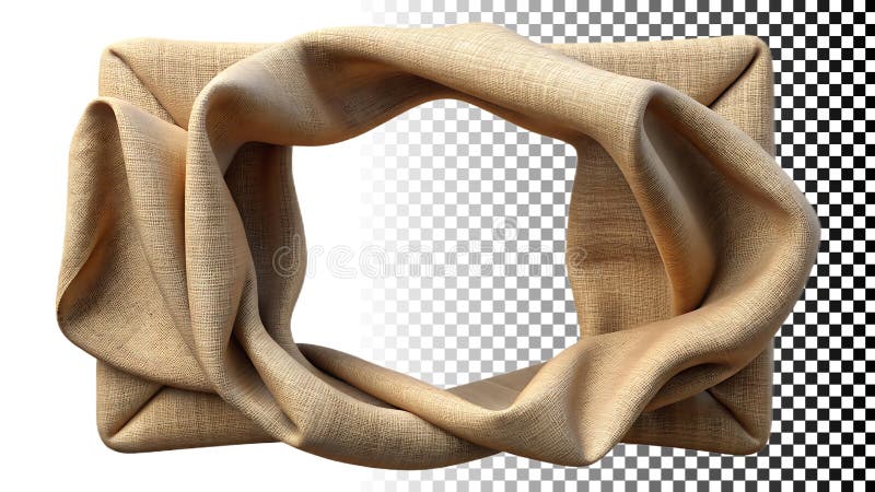 Tessuto in tessuto avvolto in beige elemento neutro di un confine tessile morbido e design elegante immagine trasparente Immagine royalty illustrazione gratis