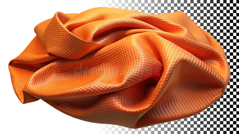 Tessuto di tessuto molato in tessuto avvolto in arancione pieghe eleganti e sfondo caldo immagine trasparente Immagine Generative illustrazione vettoriale