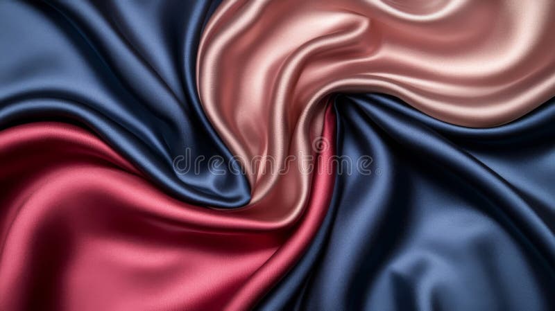 Tessuto di seta decorato in rosso e blu rosa illustrazione di stock