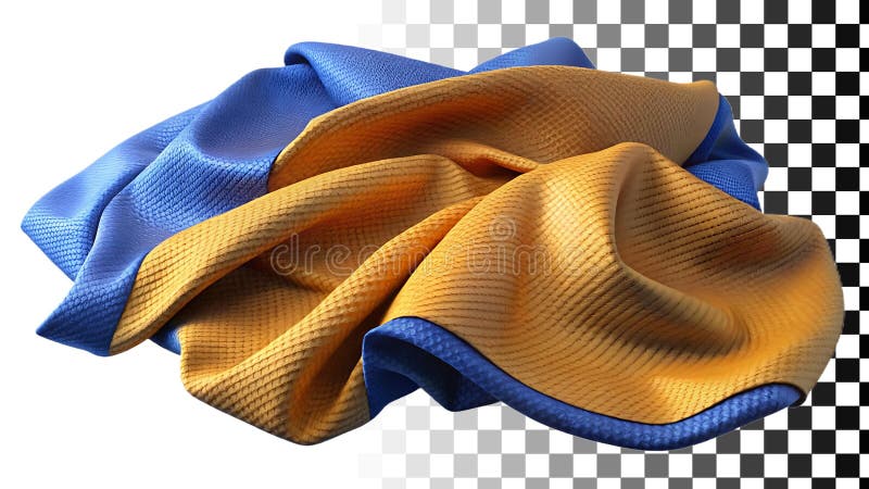 Tessuto di seta giallo blu avvolto tessuto vibrante e materiale colorato png immagine trasparente Generative AI illustrazione di stock