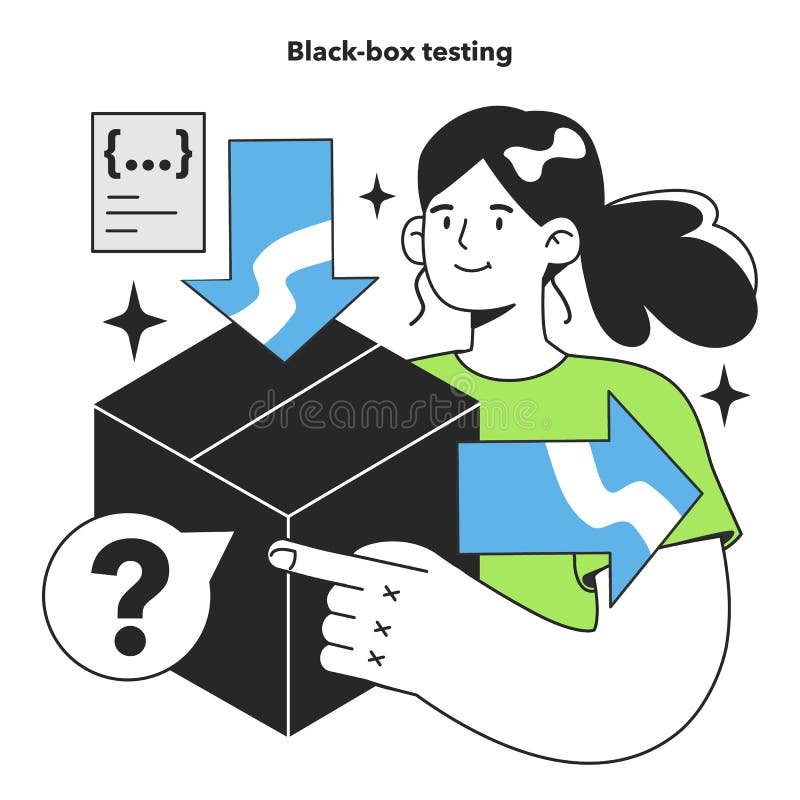Test av svarta lådor. metod för programvaruprovning. Expertsökning vektor illustrationer