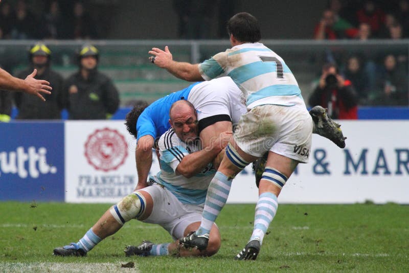 Test match 2010 do rugby: Italy contra Argentina (16-22) imagens de stock royalty free Test match 2010 do rugby: Italy contra Argentina (16-22) imagens de stock royalty free