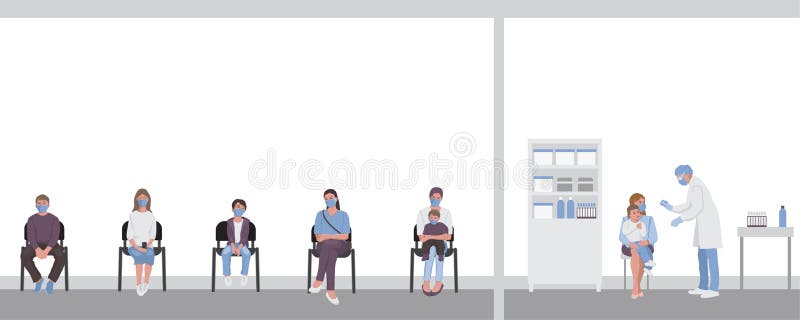 Test for throat infection in a child. Coronavirus Covid 19 testing stock illustration