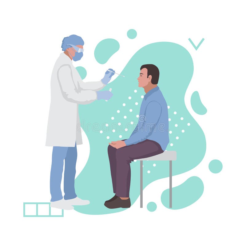 Test for throat infection. Coronavirus Covid 19 testing vector illustration