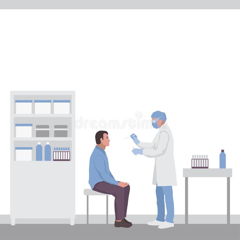 Test for throat infection. Coronavirus Covid 19 testing royalty free illustration