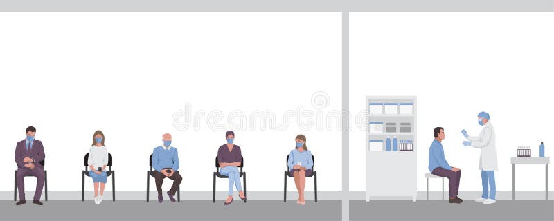 Test for throat infection in laboratory, hospital. Coronavirus Covid 19 testing stock illustration