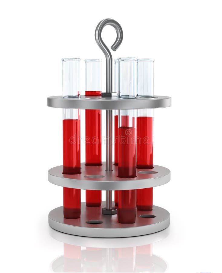 Test Tubes with Blood on a Stand Stock Illustration Illustration of