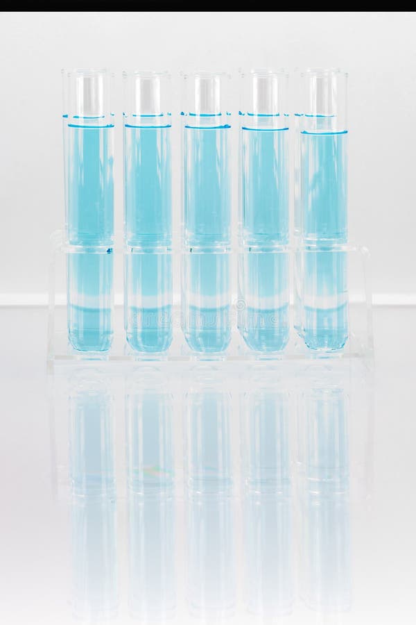 Test Tubes with Blue Liquid in Laboratory Stock Photo Image of