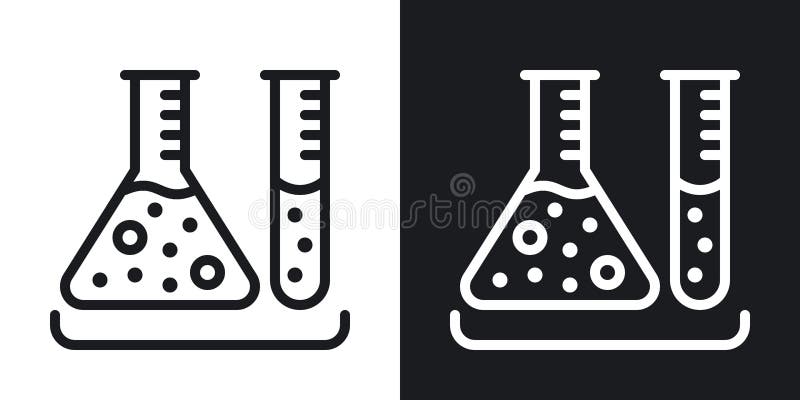Test tubes icon. Laboratory equipment concept. Simple two-tone vector illustration on black and white background