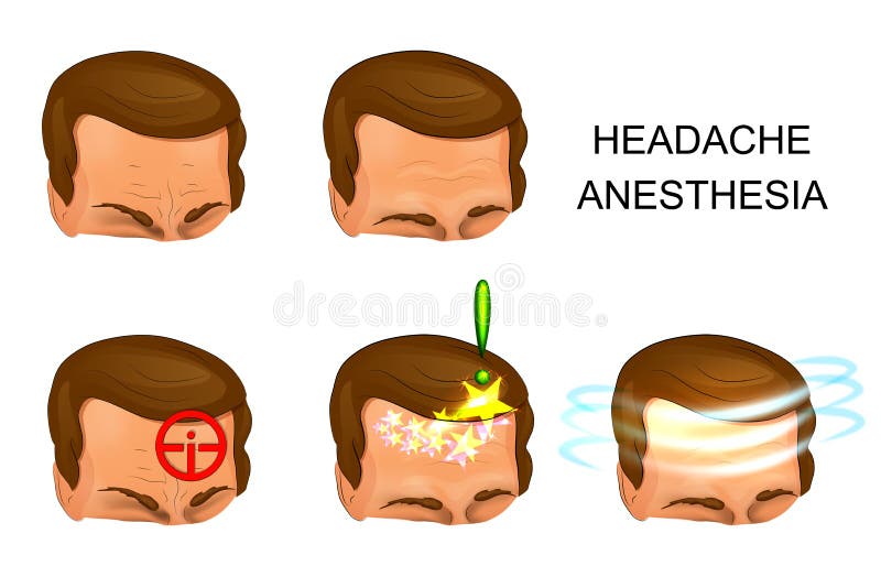 Illustration of male head, pain, pain relief. against pain. Illustration of male head, pain, pain relief. against pain