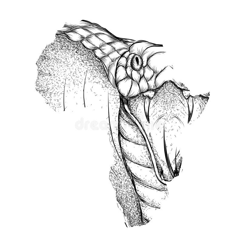 Testa Di Disegno Etnica Della Mano Di Re Cobra Nella Mappa Di Vettore Dell Africa Illustrazione Di Vettore Fondo Astratto Con La Illustrazione Vettoriale Illustrazione Di Vernice Background