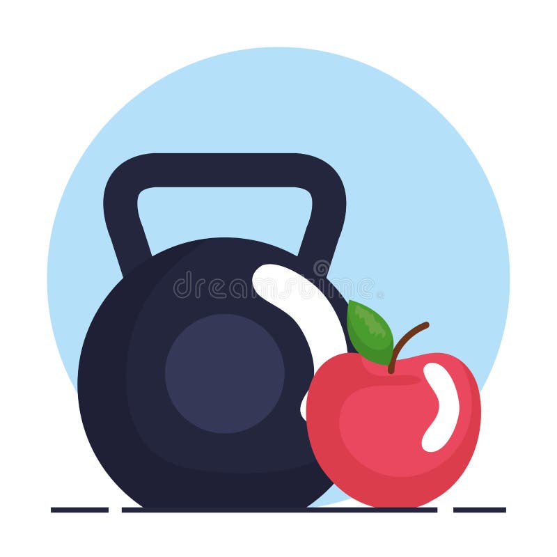 Testa di legno di sollevamento pesi con le icone di forma fisica illustrazione di stock Testa di legno di sollevamento pesi con le icone di forma fisica illustrazione di stock