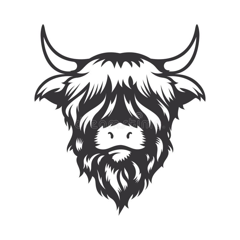 Testa di vacca in alto sullo sfondo bianco. animale da allevamento. loghi o icone delle vacche. illustrazione vettoriale