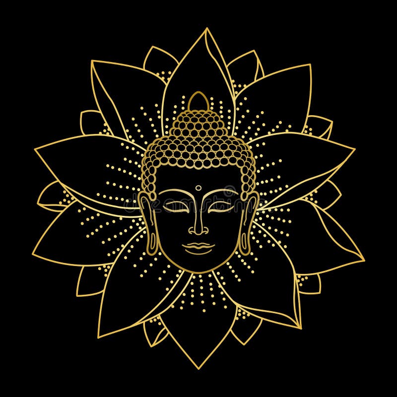 Testa e Lotus di Buddha dell'oro