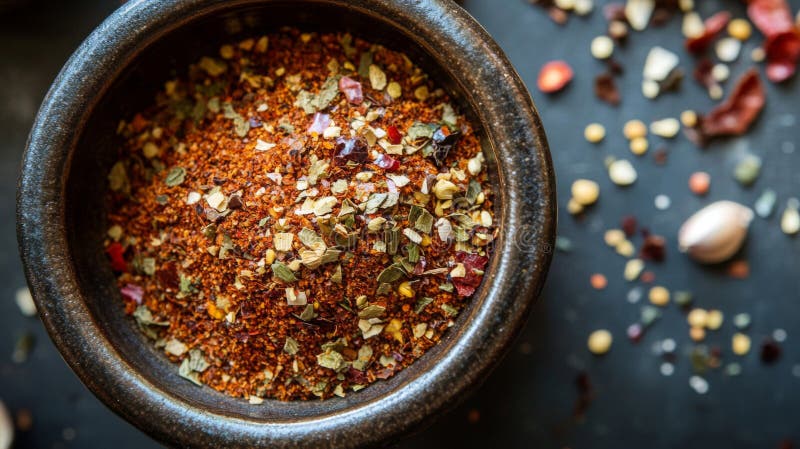 Testata di Red and Brown Spice Blend in Dark Bowl illustrazione vettoriale