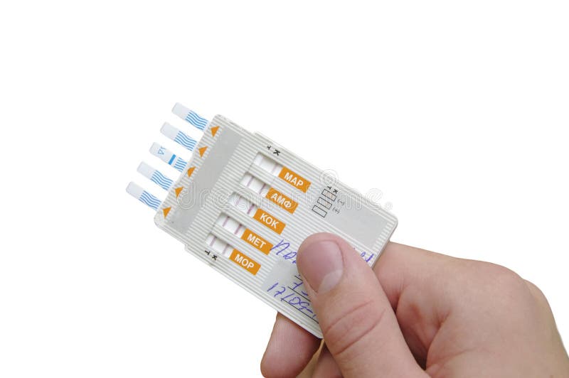 Negative Drug test blank in hand isolated. Negative Drug test blank in hand isolated