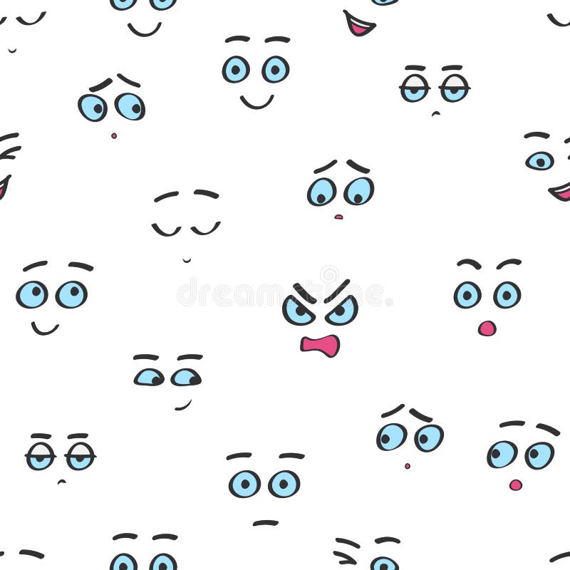 Teste Padrão Sem Emenda Das Caras Dos Smiley Dos Desenhos Animados Do Vetor  Emoções Engraçadas Do Avatar Isoladas Ilustração do Vetor - Ilustração de  ofensa, facial: 118946270