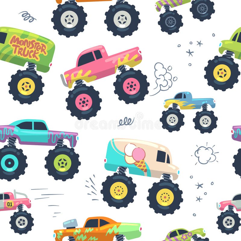 Desenhos Animados Rápidos Fora Do Carro Da Estrada Que Olha Como O Monster  Truck Que Conduz Através Da Cidade Ilustração Stock - Ilustração de fresco,  olhar: 98576769