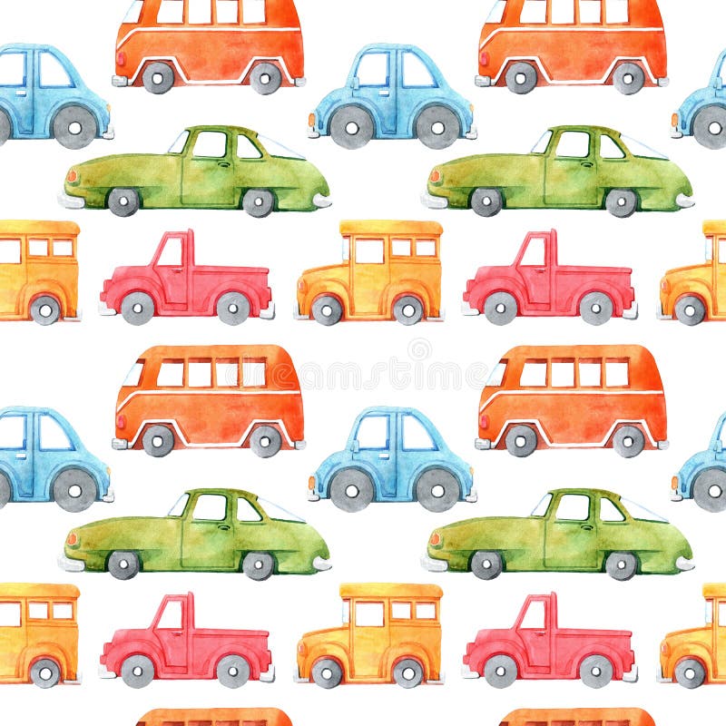 Teste padr?o sem emenda da aquarela com carro dos desenhos animados Imagem engra?ada dos desenhos animados Concep??o do curso Tes ilustração do vetor Teste padr?o sem emenda da aquarela com carro dos desenhos animados Imagem engra?ada dos desenhos animados Concep??o do curso Tes ilustração do vetor