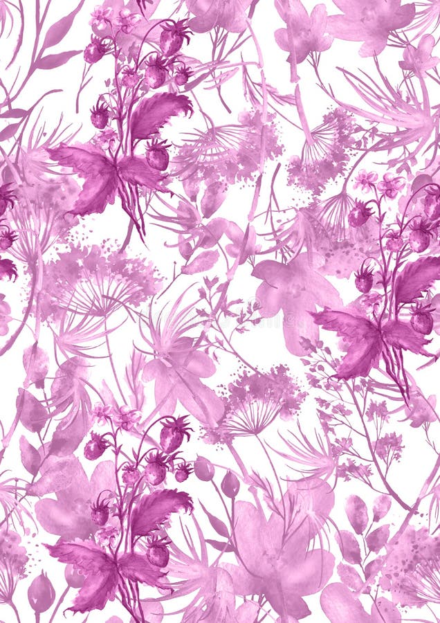 Teste padr?o sem emenda da aquarela, fundo com um teste padr?o floral Desenhos bonitos do vintage das plantas, flores, ramo do sa ilustração do vetor Teste padr?o sem emenda da aquarela, fundo com um teste padr?o floral Desenhos bonitos do vintage das plantas, flores, ramo do sa ilustração do vetor