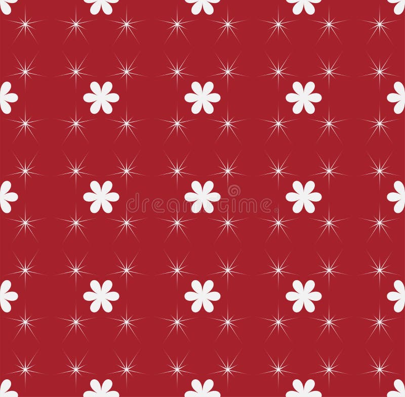 Teste padrão abstrato sem emenda vermelho e branco com estrelas e flores ilustração do vetor Teste padrão abstrato sem emenda vermelho e branco com estrelas e flores ilustração do vetor