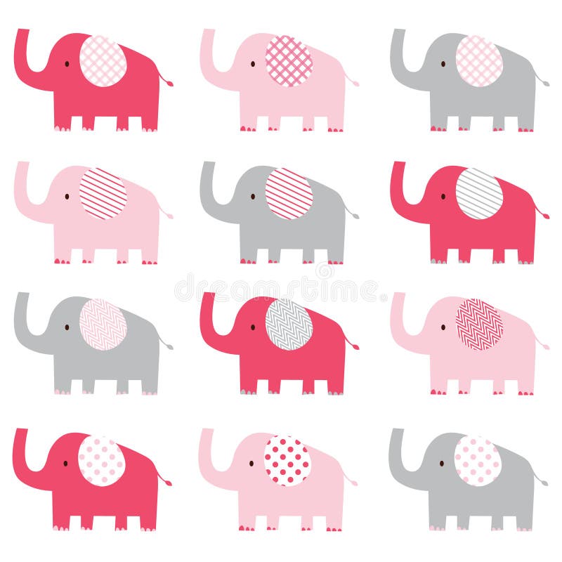 Teste padrão bonito do elefante cor-de-rosa ilustração royalty free Teste padrão bonito do elefante cor-de-rosa ilustração royalty free