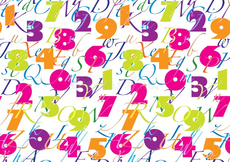 Padrão com alfabeto e números contínuo ilustração do vetor