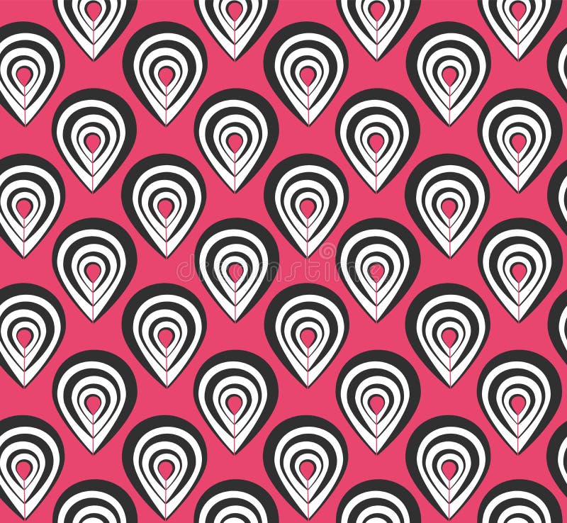 Teste padrão com as penas abstratas do pavão no rosa ilustração stock Teste padrão com as penas abstratas do pavão no rosa ilustração stock