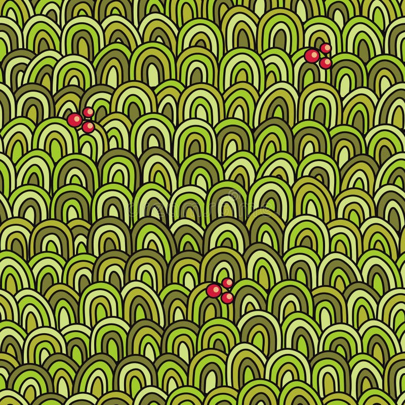 Padrão com relva e bagas ilustração stock