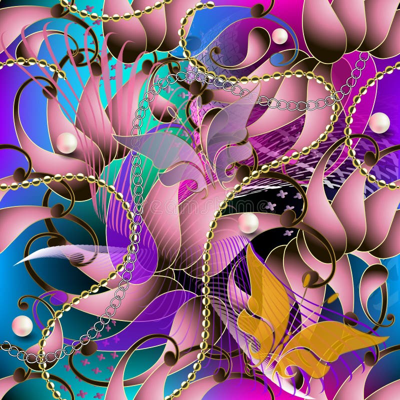 Teste padrão 3d sem emenda colorido de Paisley Fundo brilhante de incandescência do vetor Formas abstratas, linhas, flores, borbo ilustração do vetor Teste padrão 3d sem emenda colorido de Paisley Fundo brilhante de incandescência do vetor Formas abstratas, linhas, flores, borbo ilustração do vetor